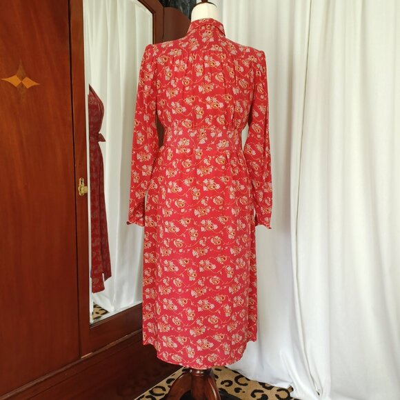 Vintage Francesca of Damon 100% Silk Paisley Botanical Print Dress, Medium - Picture 5 of 7